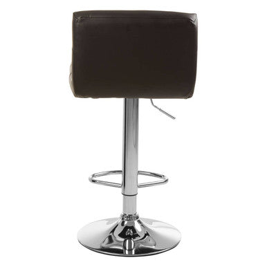 Baina black seat bar stool with brown leatherette seat and chrome base perfect for a modern seat bar setup