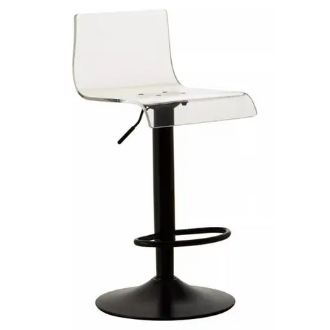 Baina Clear Acrylic Seat Bar Stool With Black Base