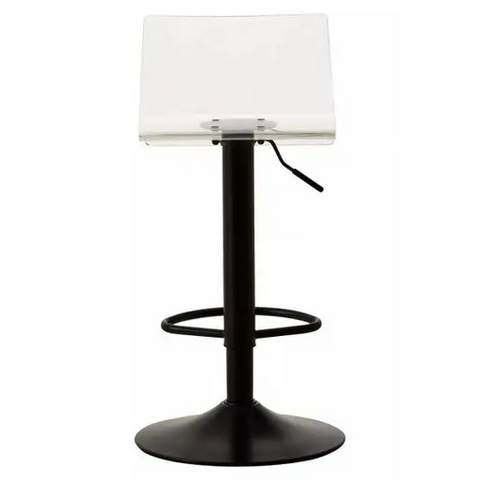 Baina Clear Acrylic Seat Bar Stool With Black Base