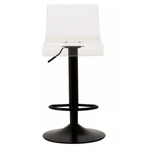 Baina Clear Acrylic Seat Bar Stool With Black Base
