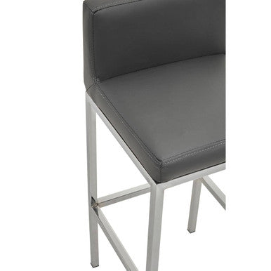 Gray leather baina dark grey bar chair with sleek modern design and chrome finish bar legs