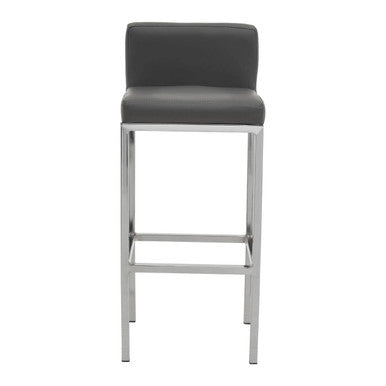 Modern gray leather baina dark grey bar stool with sleek chrome finish bar legs for stylish seating