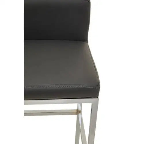Baina Dark Grey And Chrome Finish Bar Chair - Bar Stool