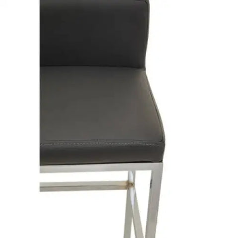 Baina Dark Grey And Chrome Finish Bar Chair - Bar Stool