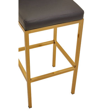 Black leather baina dark grey bar stool with sleek gold finish bar frame for stylish seating