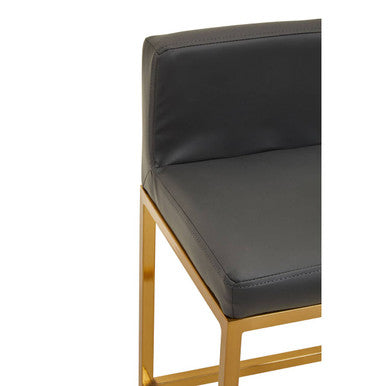 Black upholstered baina dark grey bar chair with sleek gold finish metal frame perfect for home bars