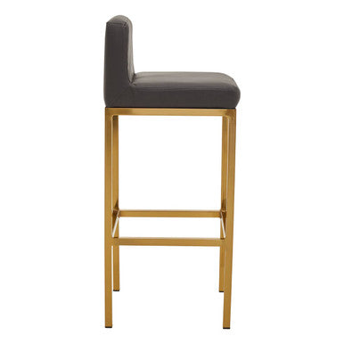 Dark grey upholstered baina dark grey bar chair with sleek gold finish metal frame for stylish seating