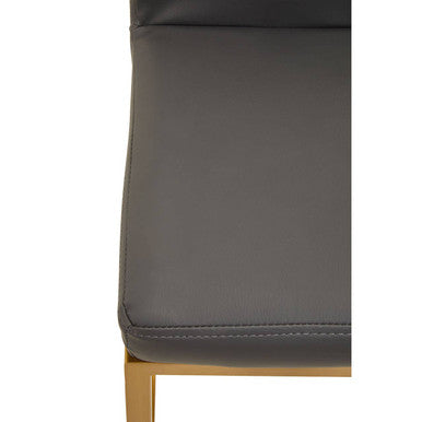 Baina dark grey bar chair with dark grey upholstered seat and gold finish metal legs for stylish seating