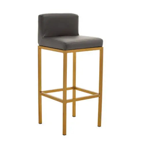 Baina Dark Grey And Gold Finish Bar Chair - Bar Stool