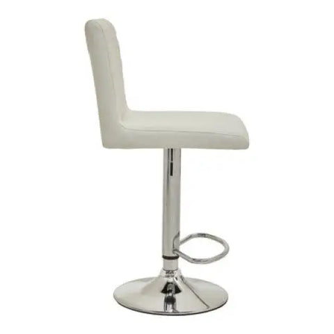 Baina White And Chrome Bar Stool With Round Base
