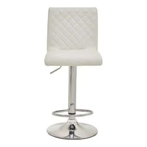 Baina White And Chrome Bar Stool With Round Base