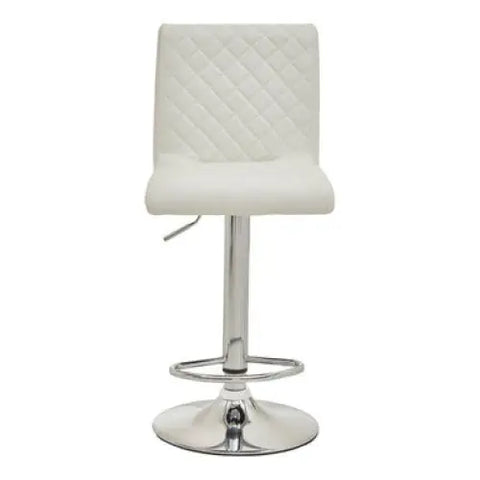 Baina White And Chrome Bar Stool With Round Base