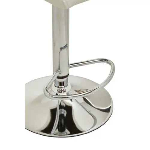 Baina White And Chrome Bar Stool With Round Base
