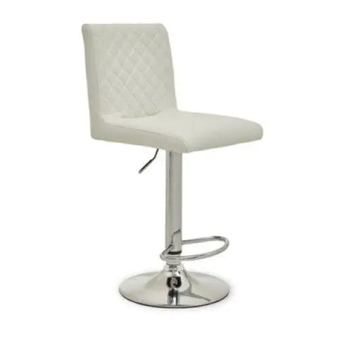 Baina White And Chrome Bar Stool With Round Base