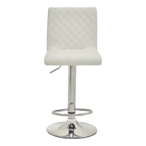 Baina White And Chrome Bar Stool With Round Base