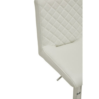 White quilted leather dining chair with chrome base from baina white chrome bar stool collection