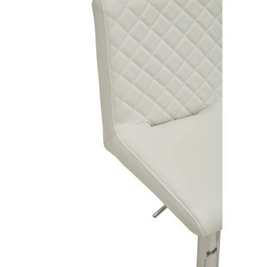 Baina white quilted leather chrome bar stool with round base and sleek chrome legs for stylish seating