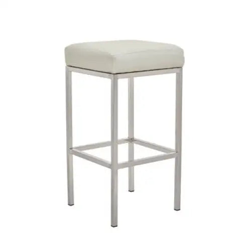 Baina White And Chrome Finish Bar Stool