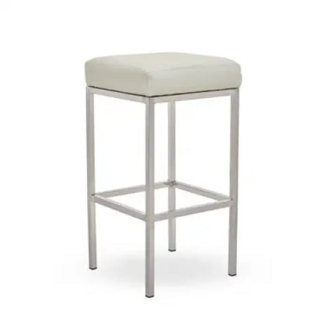 Baina White And Chrome Finish Bar Stool