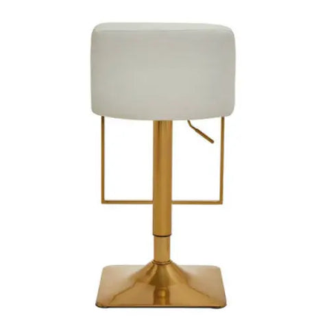 Baina White And Gold Bar Stool With Square Base