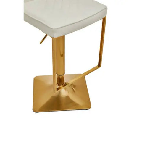 Baina White And Gold Bar Stool With Square Base
