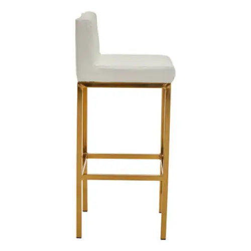 Baina White And Gold Finish Bar Chair - Bar Stool