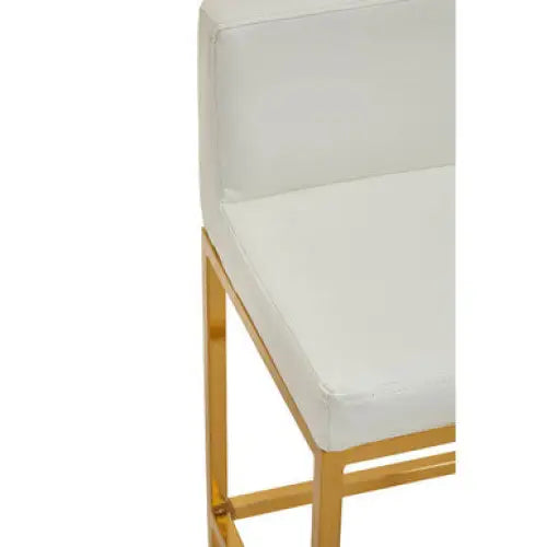 Baina White And Gold Finish Bar Chair - Bar Stool