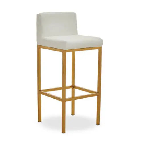Baina White And Gold Finish Bar Chair - Bar Stool