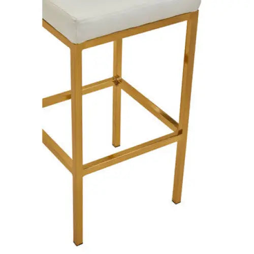 Baina White And Gold Finish Bar Chair - Bar Stool