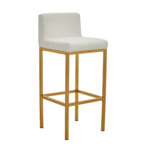 Baina White And Gold Finish Bar Chair - Bar Stool