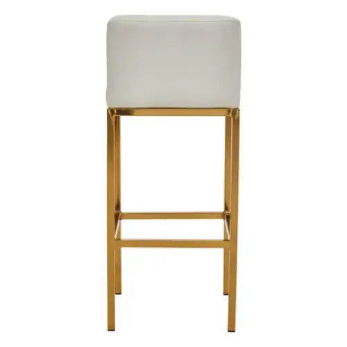 Baina White And Gold Finish Bar Chair - Bar Stool