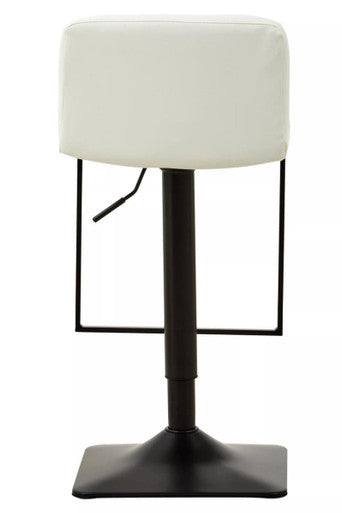 Baina white leather bar chair with white leather effect seat and black base bar frame with adjustable height
