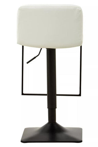 Baina white leather bar chair with white leather effect seat and black base bar frame with adjustable height