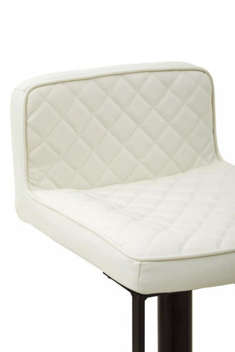 White quilted leather effect baina bar stool with black base bar legs perfect for kitchen or home bar seating