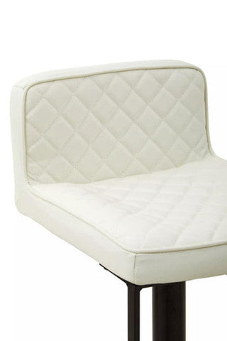 White quilted leather effect baina bar stool with black base bar legs perfect for kitchen or home bar seating