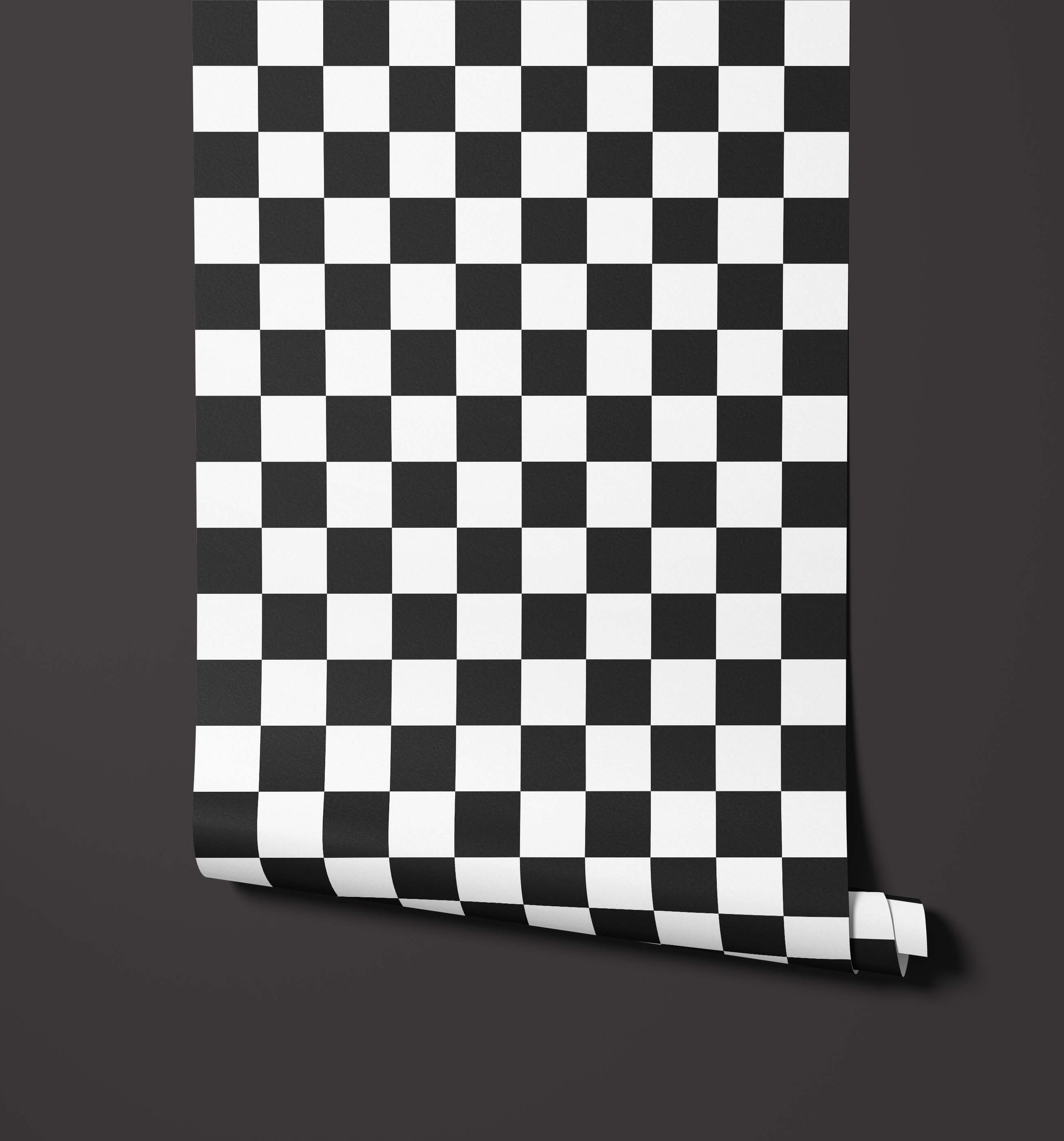Bakersfield black and white checkered wallpaper with a classic bold pattern perfect for stylish interior walls