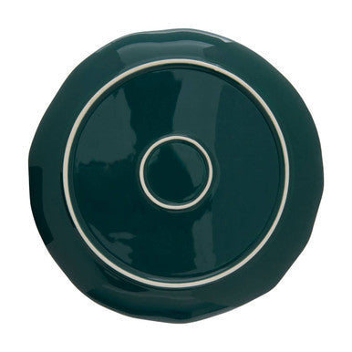 Bali dark green ceramic side plate with glossy finish and white concentric circular rims by choose orsina