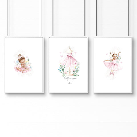 Ballerina Prints | Set of 3 wall art prints