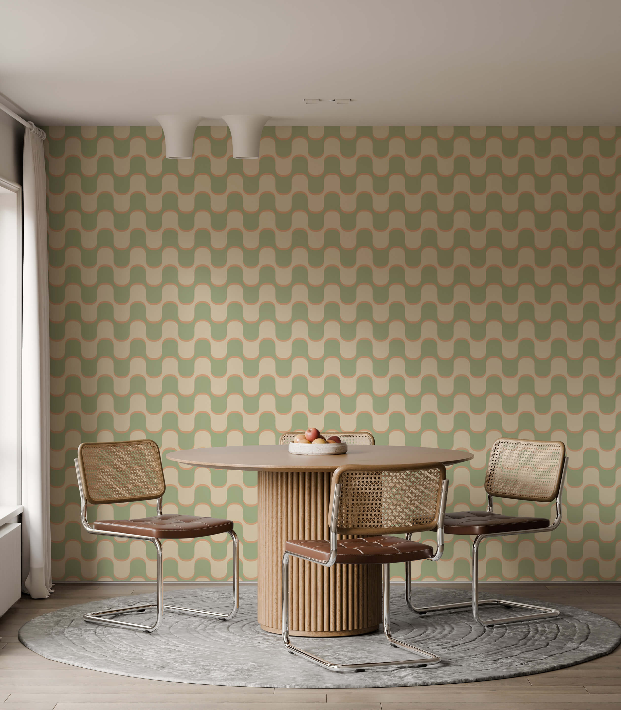 Round wooden table ballinger with a fluted base and minimalist design perfect for modern living spaces