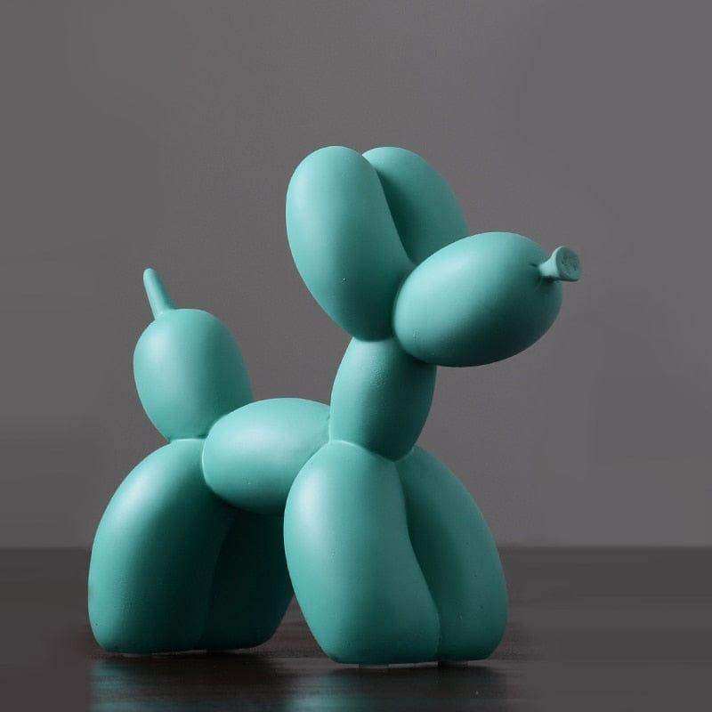 Teal balloon dog sculpture with smooth glossy finish perfect as a colorful modern dog sculpture decor