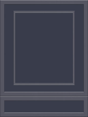 Dark gray bamford cabinet door with recessed rectangular design made of faux wood panels