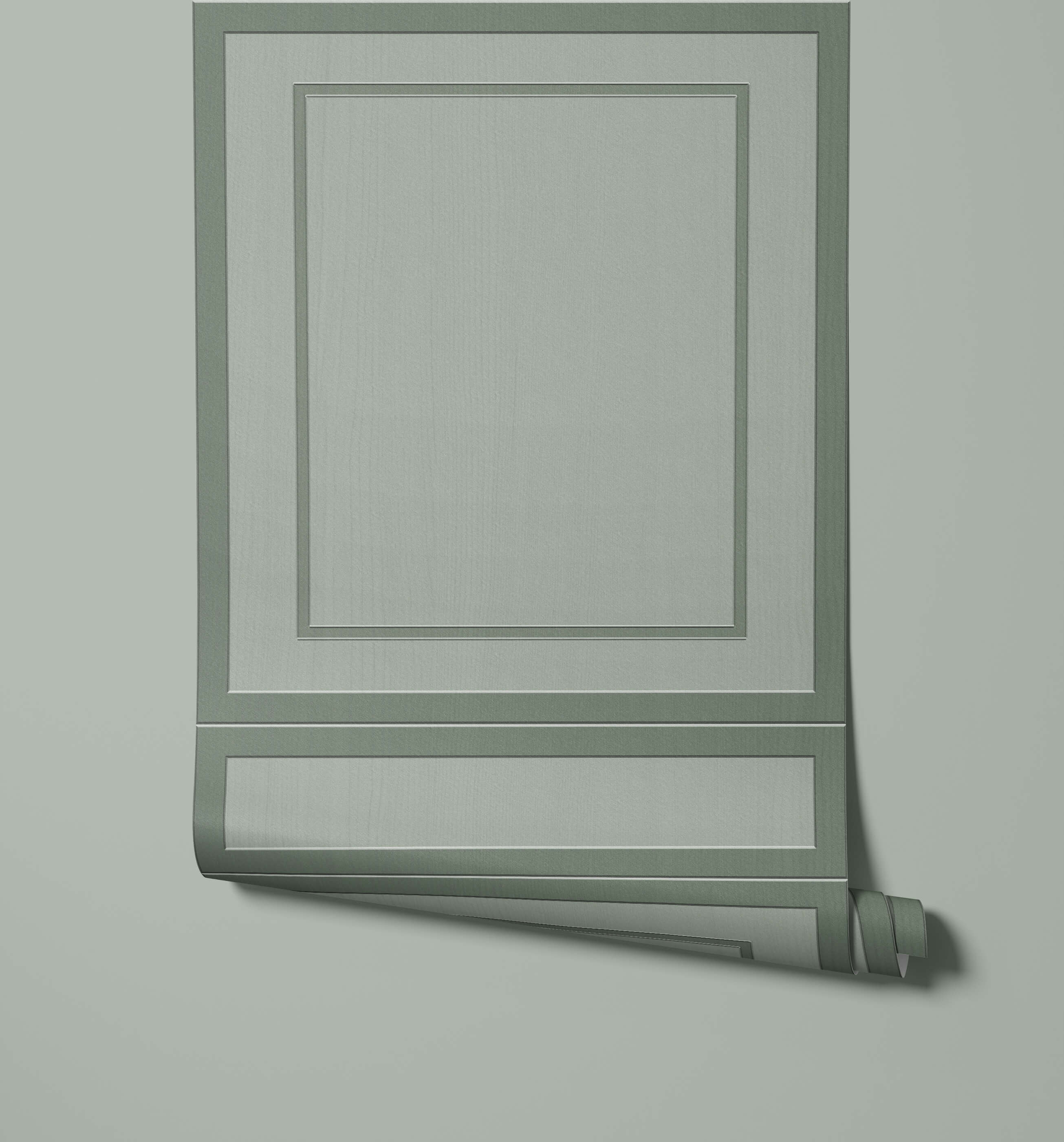 A sleek light gray bamford wallpaper roll with subtle panel design and elegant faux wood texture for minimalist spaces