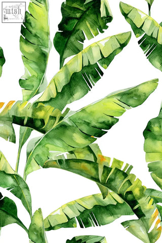 Banana leaf wallpaper peel and stick features watercolor-style green leaves with yellow highlights perfect for living space updates