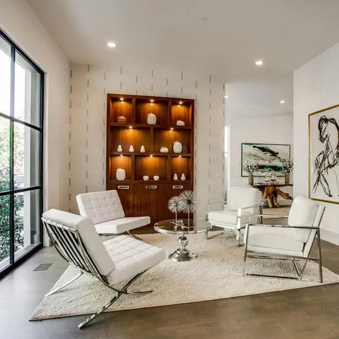 Barcelona Chair And Stool Real Leather