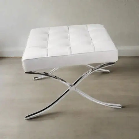 Barcelona Ottoman Real Leather White
