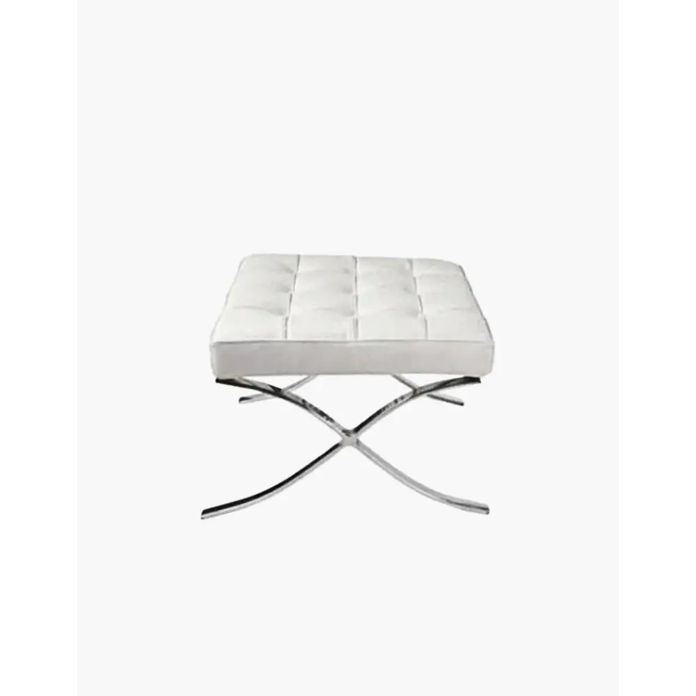 Barcelona Ottoman Real Leather White