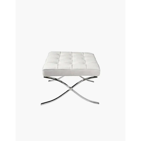 Barcelona Ottoman Real Leather White