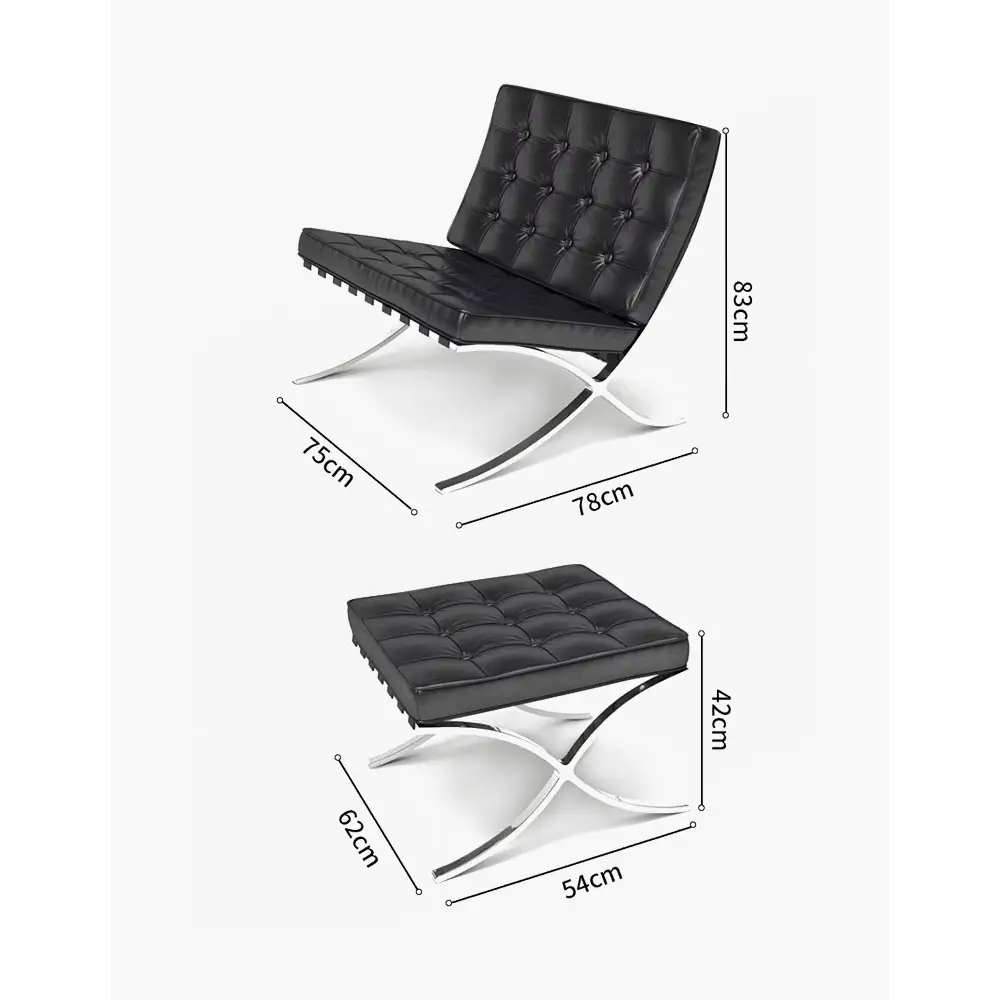 Barcelona Ottoman Real Leather White