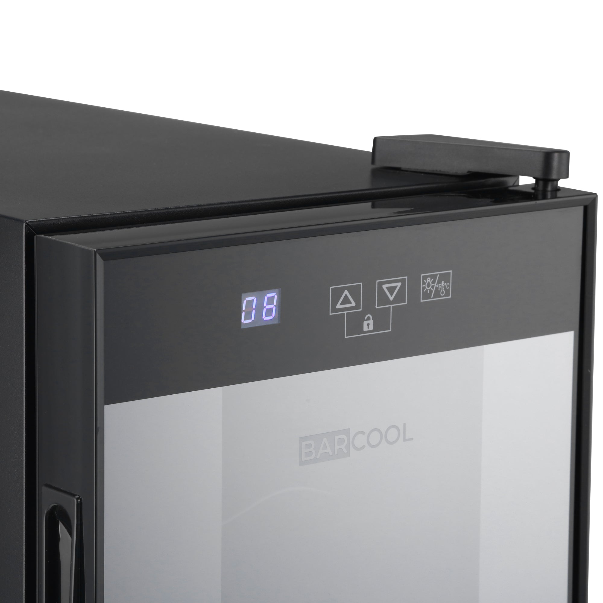 Black barcool vino12 led slim wine cooler with digital display and control panel for easy temperature management