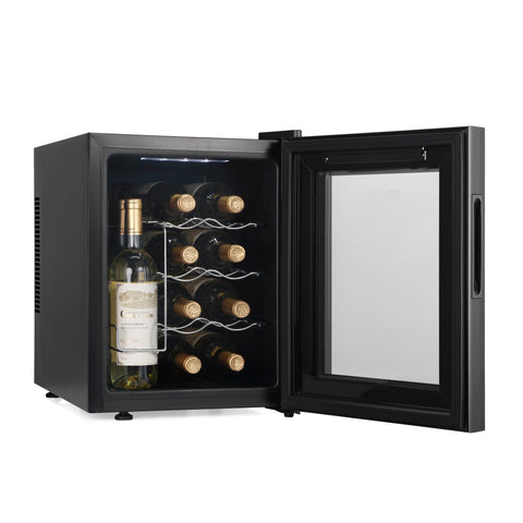 Black glass door barcool vino12 led wine cooler with modern design and wire racks for wine display fridge use